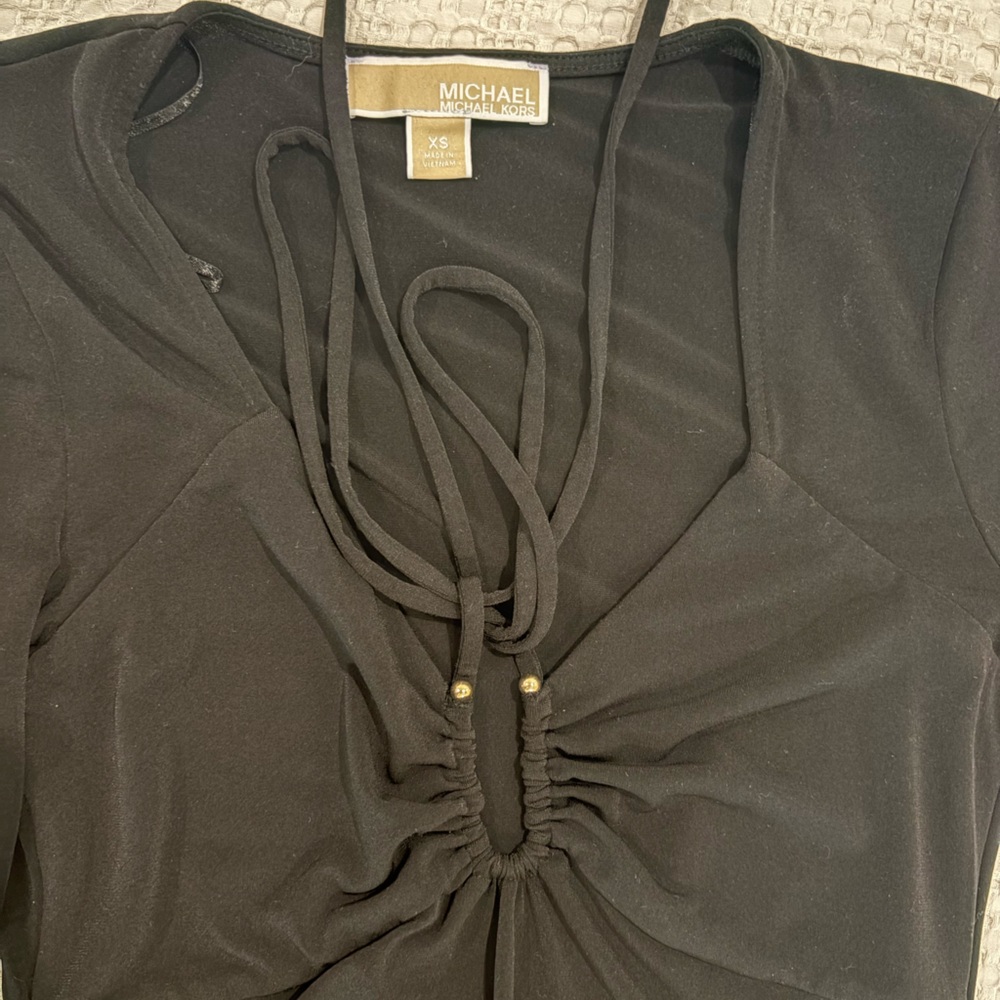 Michael Kors Black Gathered Top